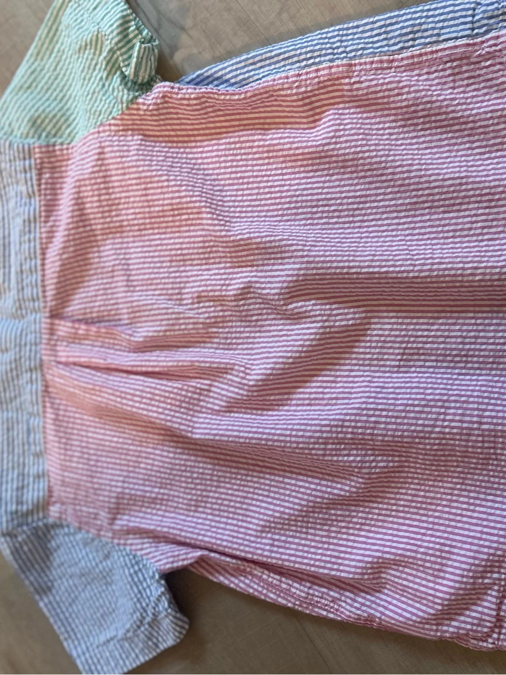 Ralph Lauren Seersucker Boys Colorblock Striped Button Down Dress Shirt Size 5